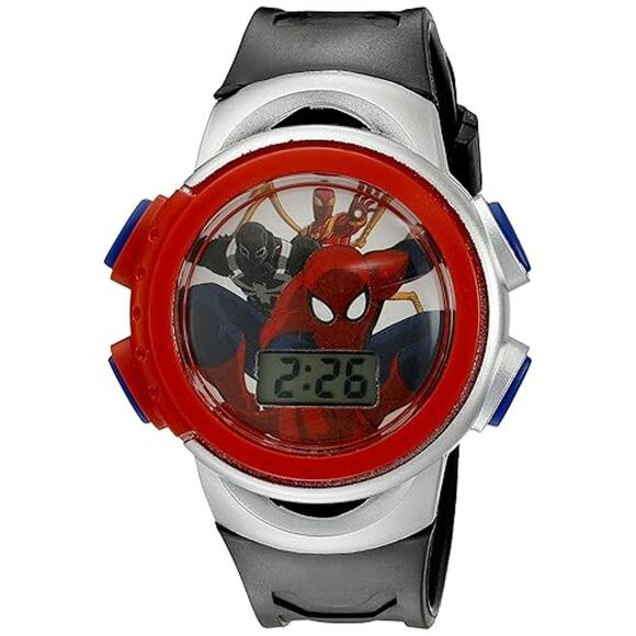 Marvel Spiderman Kid Boys Casual Quartz Led Watch Red SPMKD740CT w/ Cylinder Tin - Picture 3 of 9